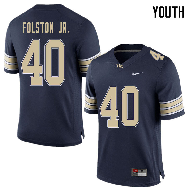 Youth #40 James Folston Jr. Pittsburgh Panthers College Football Jerseys Sale-Home Blue